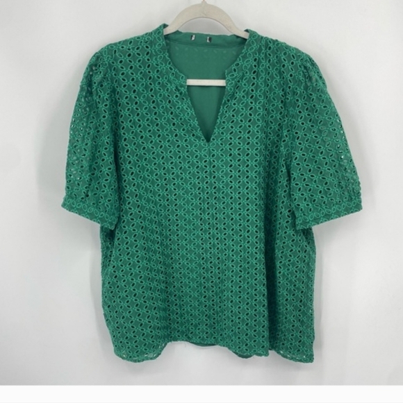NWT ANN TAYLOR GREEN EMBROIDERED TOP - Picture 4 of 5